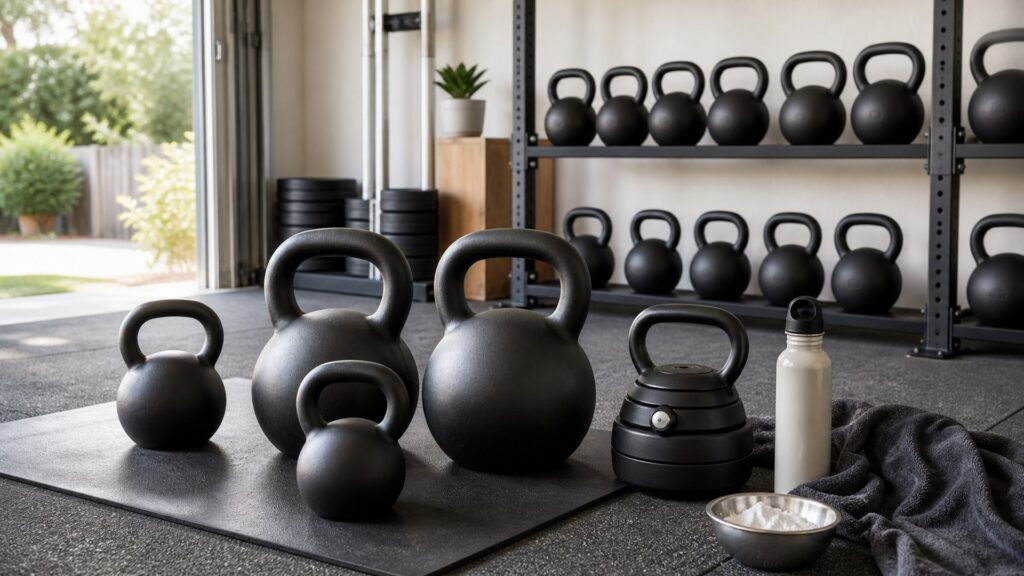 kettlebells for heavy lifting arranged in a practical buyer guide scene