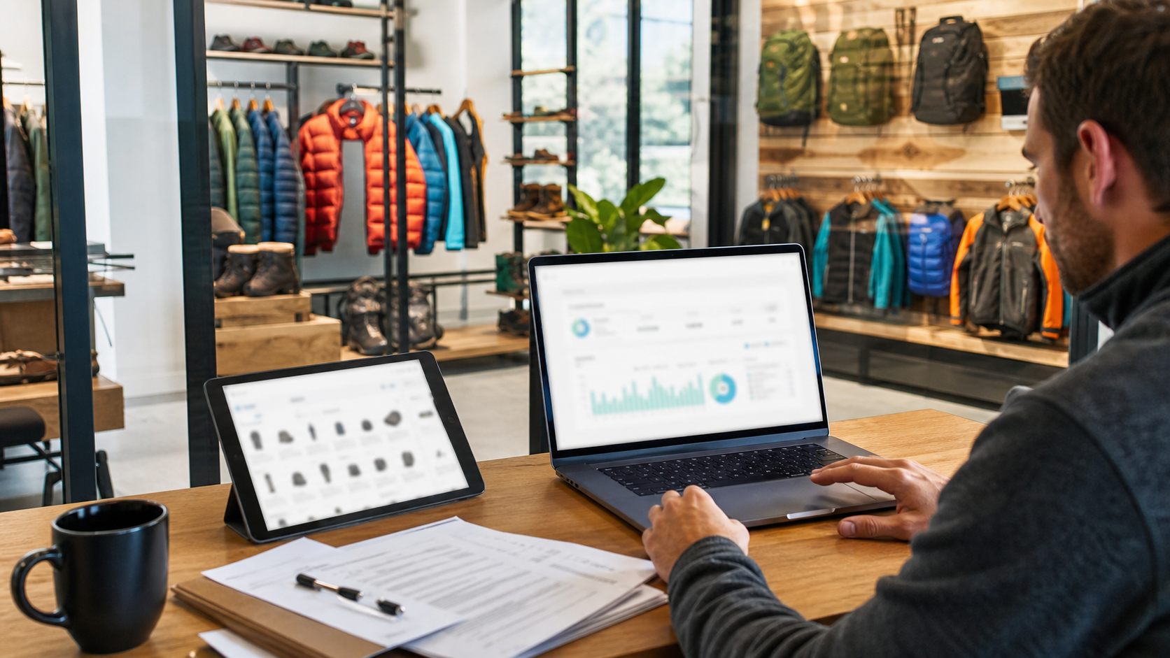 Ultra photorealistic POS operations hero image for Lightspeed Retail Review for Cloud Retail POS Systems