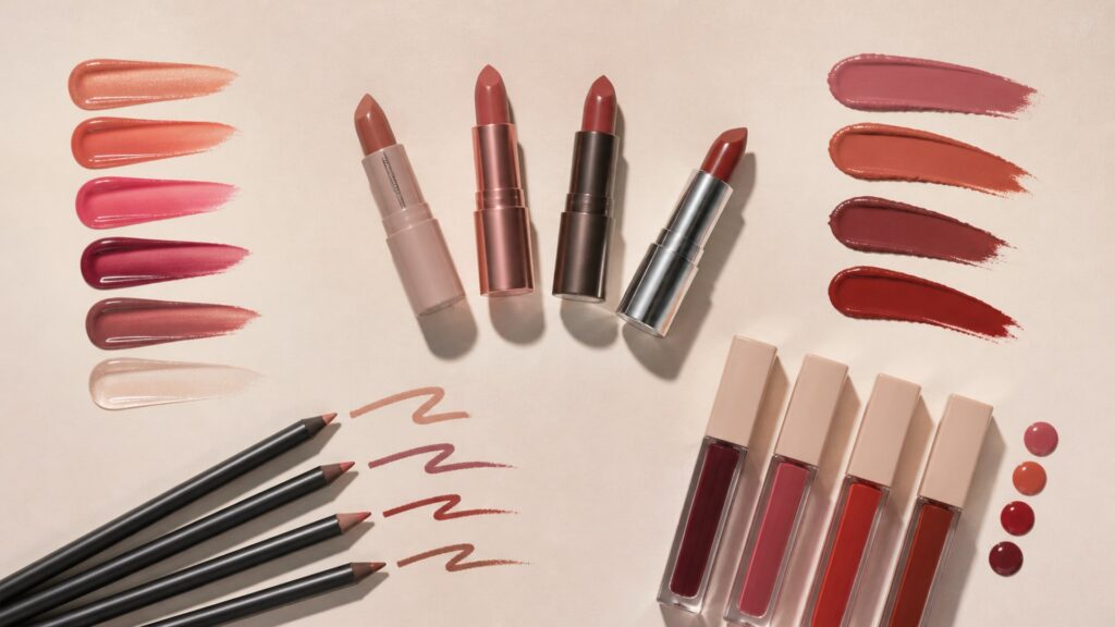 Unbranded editorial arrangement illustrating Lip Makeup Buying Guide: How to Choose the Right One