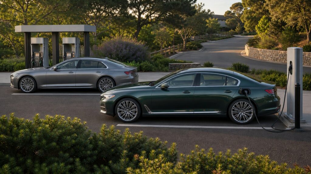 luxury sedans shopping setup for fuel, charging, and operating costs with practical vehicle-focused details