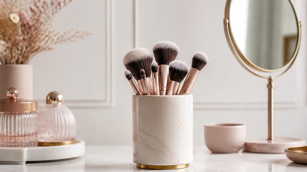 Unbranded editorial arrangement for Makeup Brushes Buying Guide for Small Vanities