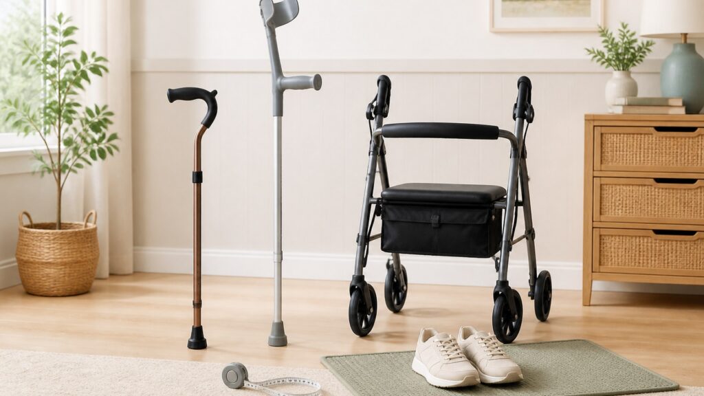 Unbranded mobility & support products arranged for a careful buying comparison