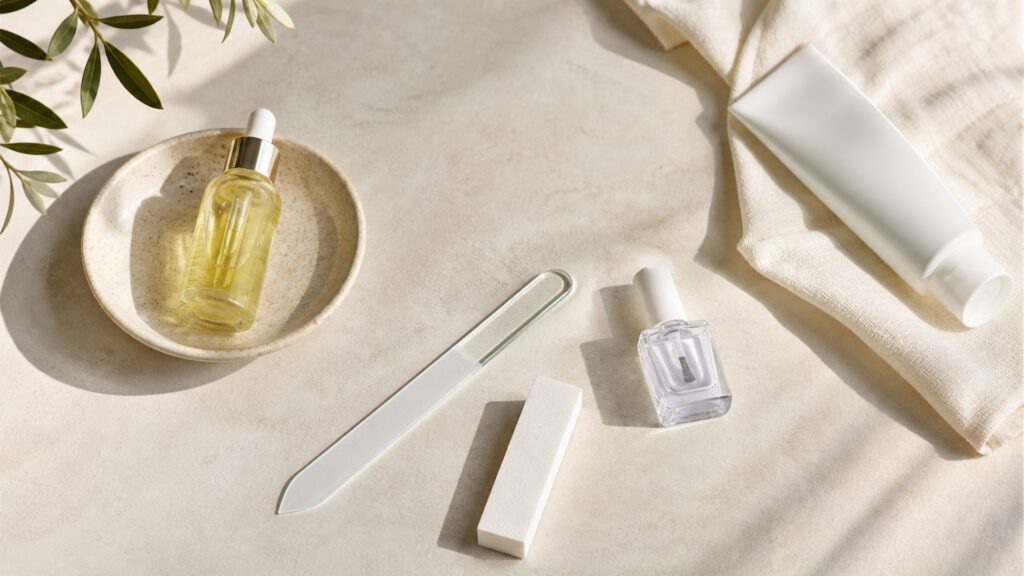 Unbranded editorial arrangement illustrating healthy nails