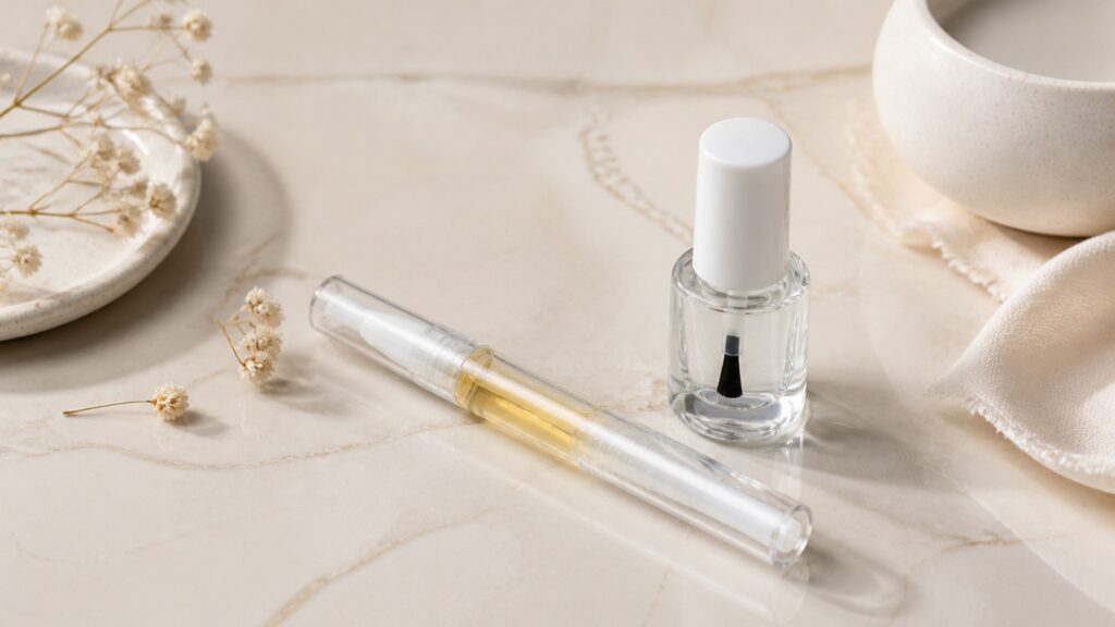 Unbranded editorial arrangement illustrating Nail Polish Buying Guide for Gel Removal