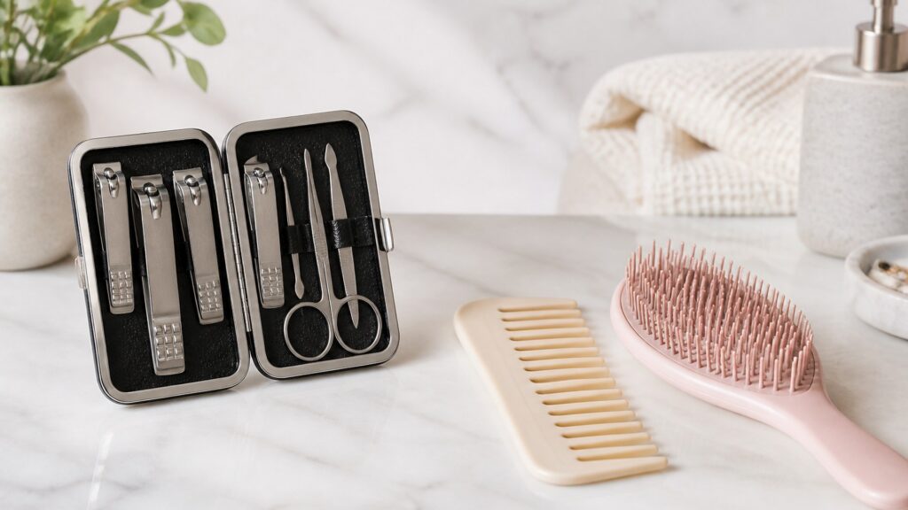 Unbranded editorial arrangement illustrating Nail Tools Buying Guide for Hair Detangling