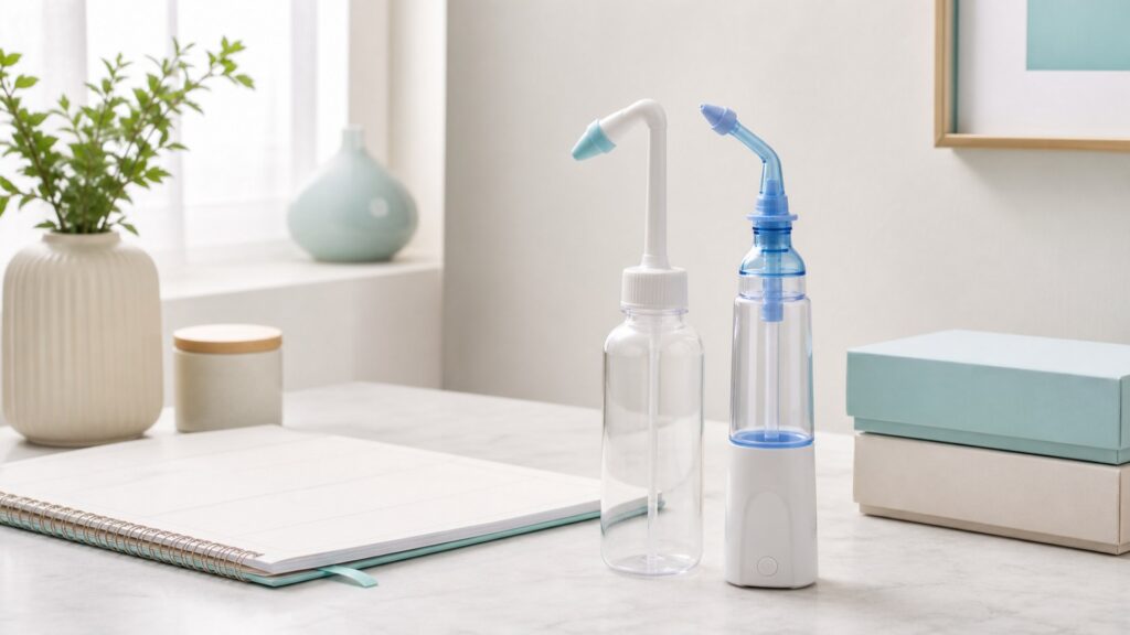 Unbranded nasal irrigation devices products arranged for a careful buying comparison