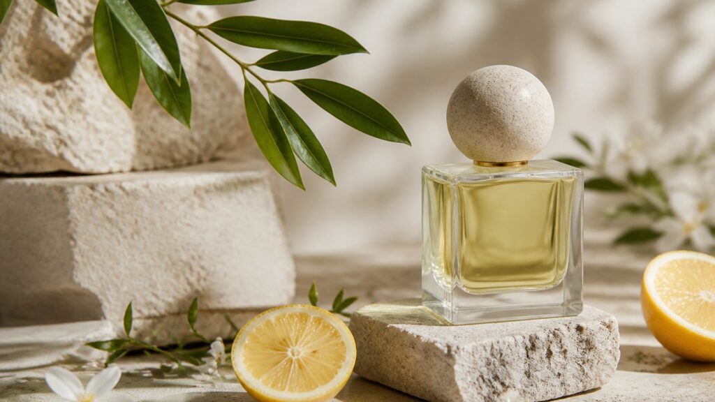 Unbranded editorial arrangement illustrating Niche Fragrance Buying Guide for Warm Weather
