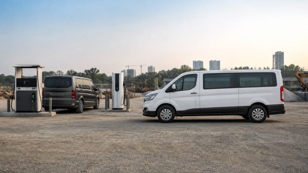 passenger vans shopping setup for fuel, charging, and operating costs with practical vehicle-focused details