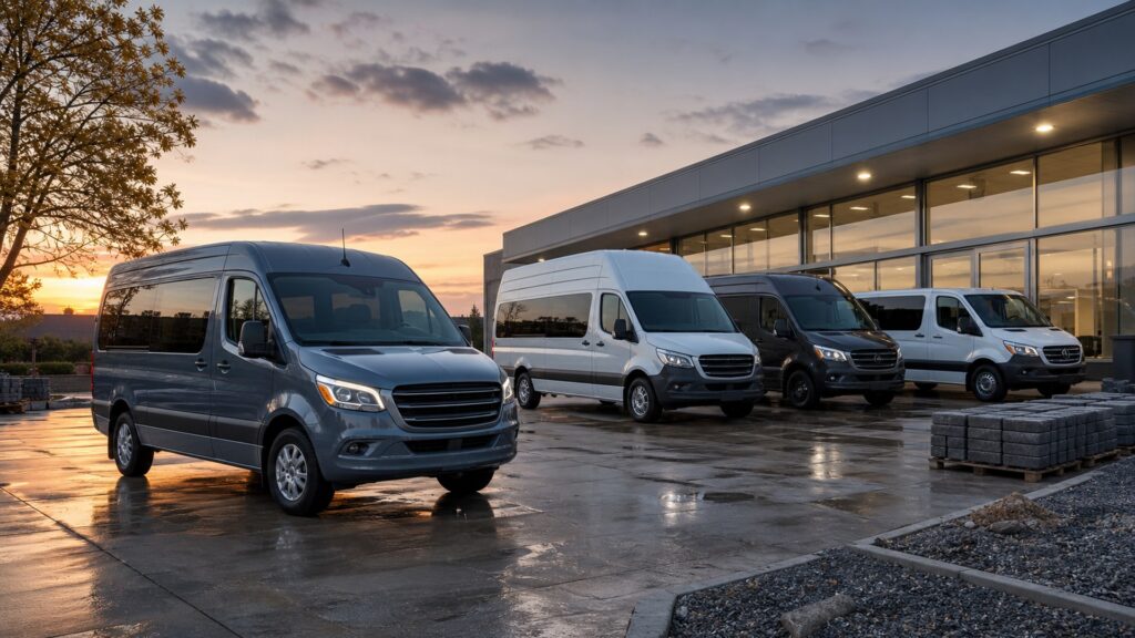 passenger vans shopping setup for new vehicle shopping with practical vehicle-focused details