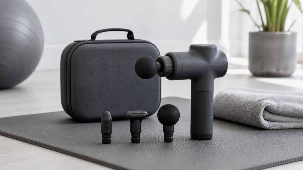 percussion massagers for deep tissue work arranged in a practical buyer guide scene