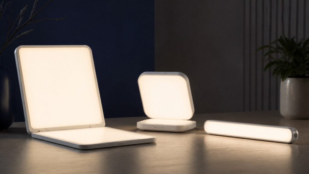 Unbranded portable light therapy devices products arranged for a careful buying comparison