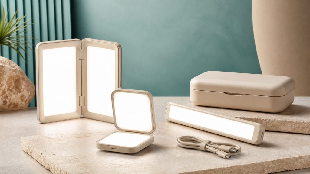 Unbranded portable light therapy devices products arranged for a careful buying comparison