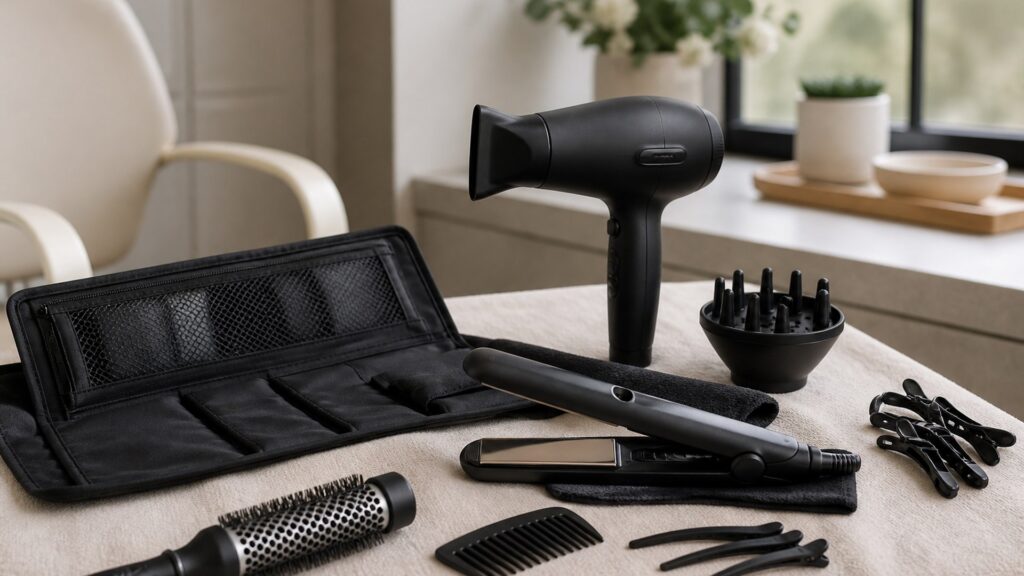 Unbranded editorial arrangement illustrating Professional Hair Tools Buying Guide for Mobile Services