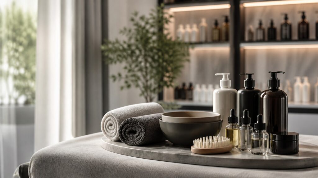 Unbranded editorial arrangement illustrating luxury treatments