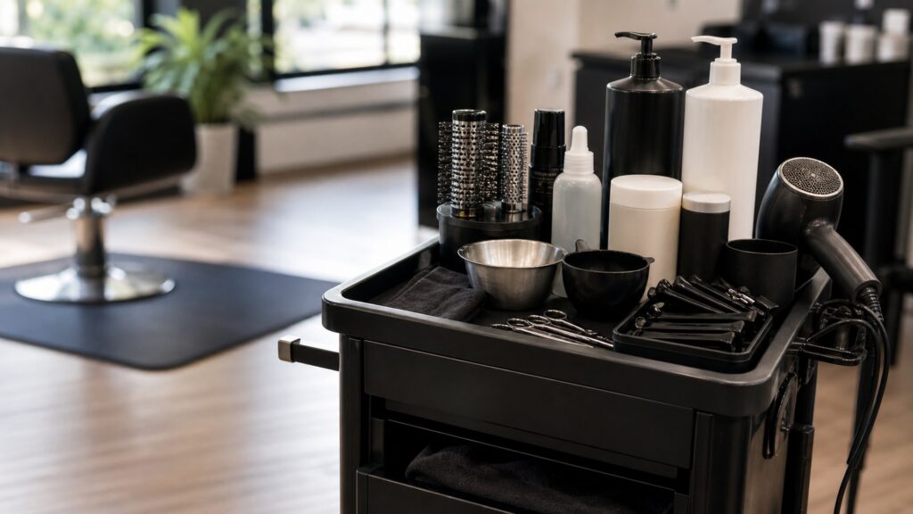 Unbranded editorial arrangement illustrating salons