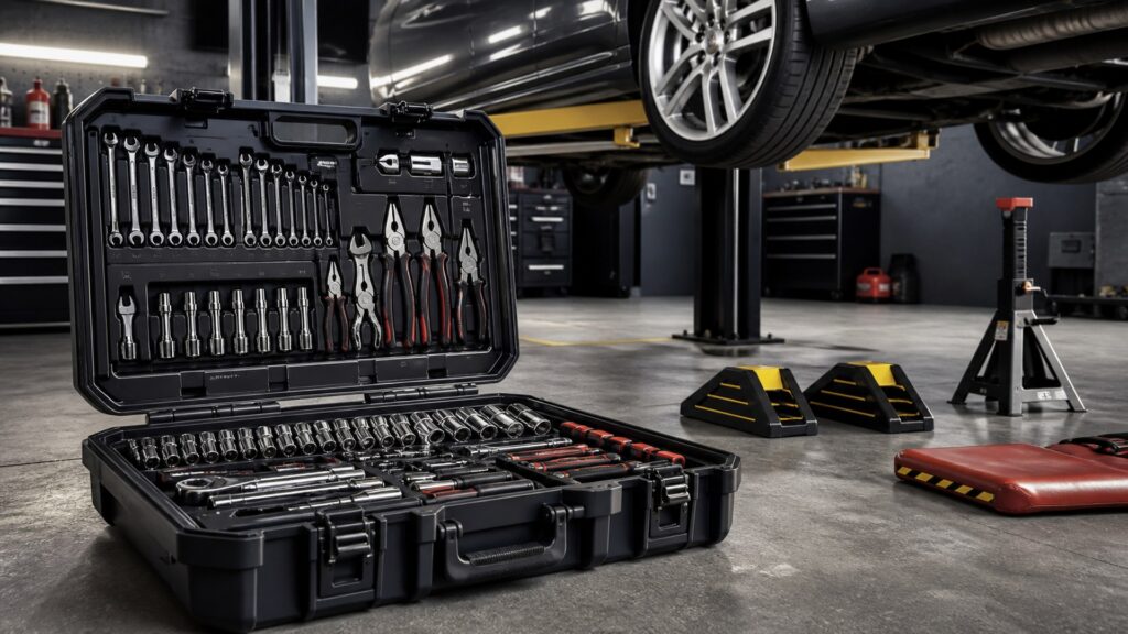 professional tool kits shopping setup for lift and safety requirements with practical vehicle-focused details