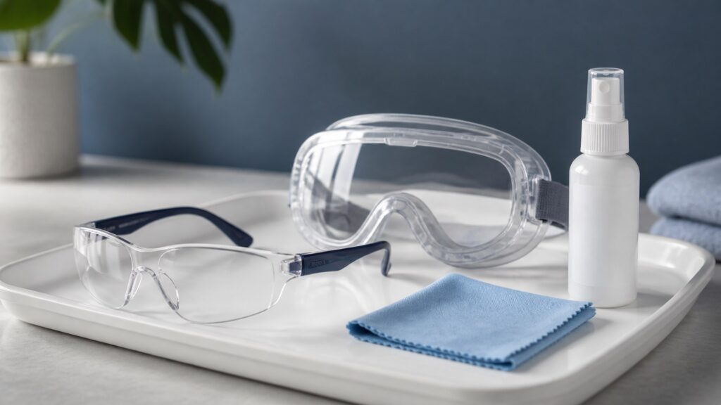 Unbranded protective eyewear products arranged for a careful buying comparison