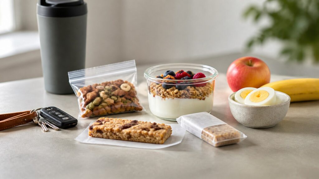 Unbranded protein snacks products arranged for a careful buying comparison