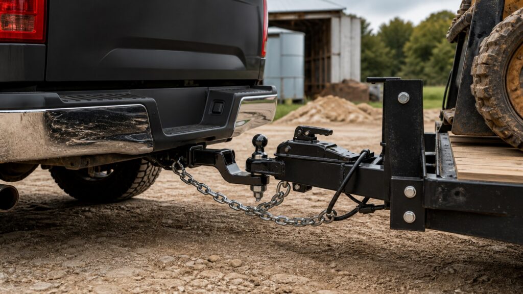 receiver hitches shopping setup for farm and jobsite use with practical vehicle-focused details