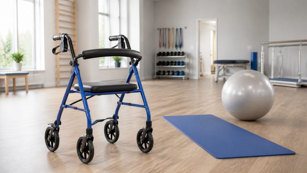 Rollators Buying Guide for Work, Exercise, and Recovery Routines hero image showing the relevant mobility aid in a realistic setting