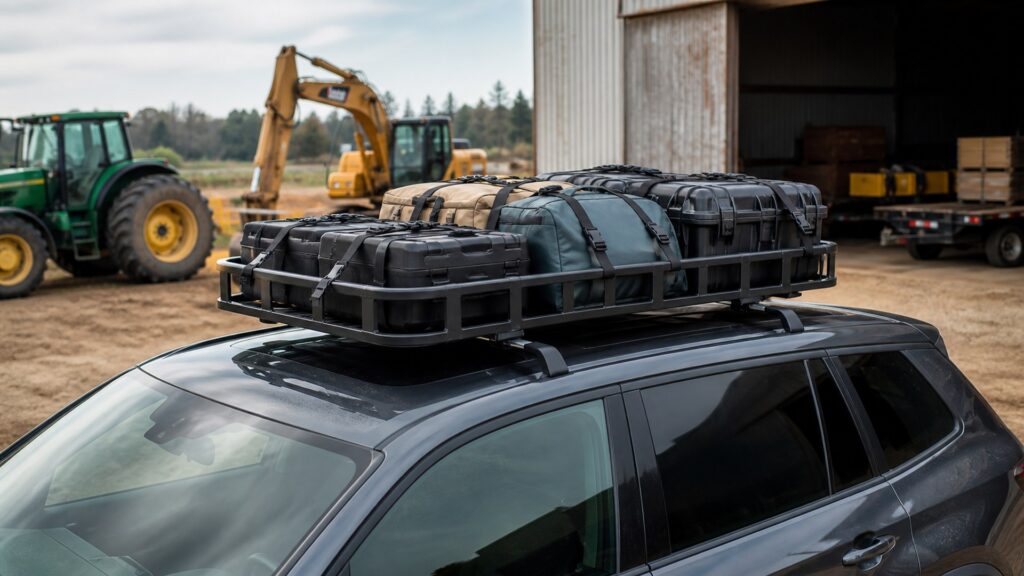 roof cargo baskets shopping setup for farm and jobsite use with practical vehicle-focused details