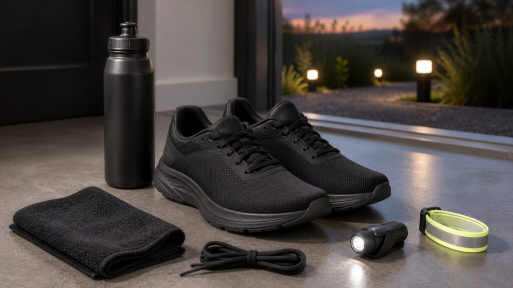 running shoes for night running arranged in a practical buyer guide scene