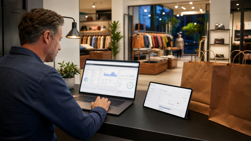 Ultra photorealistic POS operations hero image for Shopify POS Review for Cloud Retail POS Systems