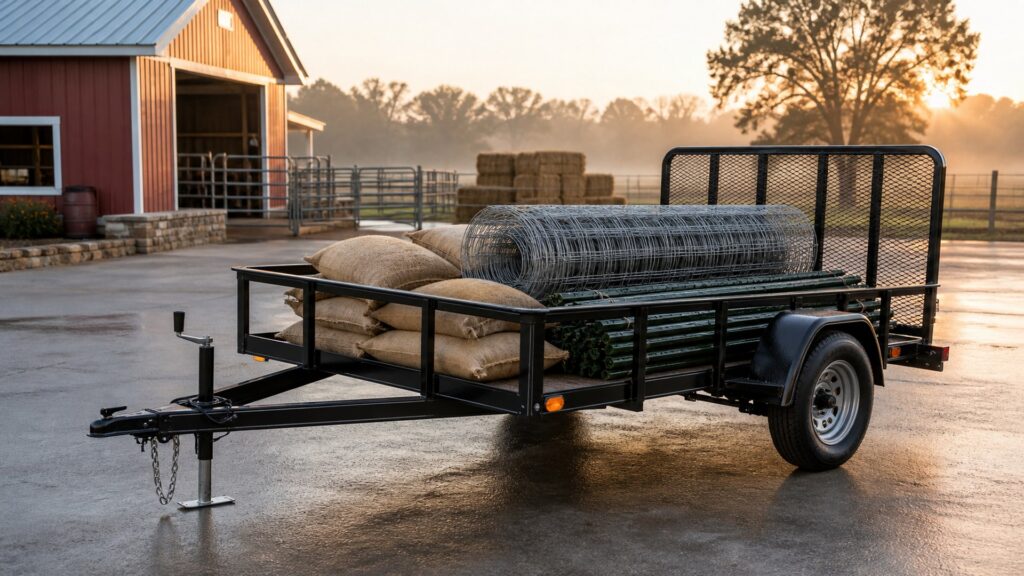 single axle utility trailers shopping setup for farm and jobsite use with practical vehicle-focused details