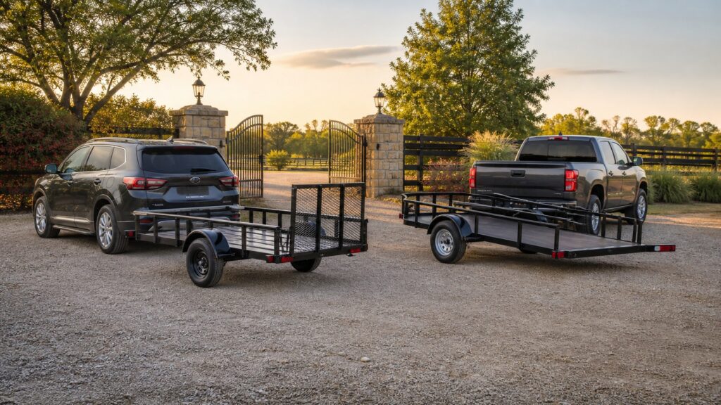 single axle utility trailers shopping setup for overall selection with practical vehicle-focused details