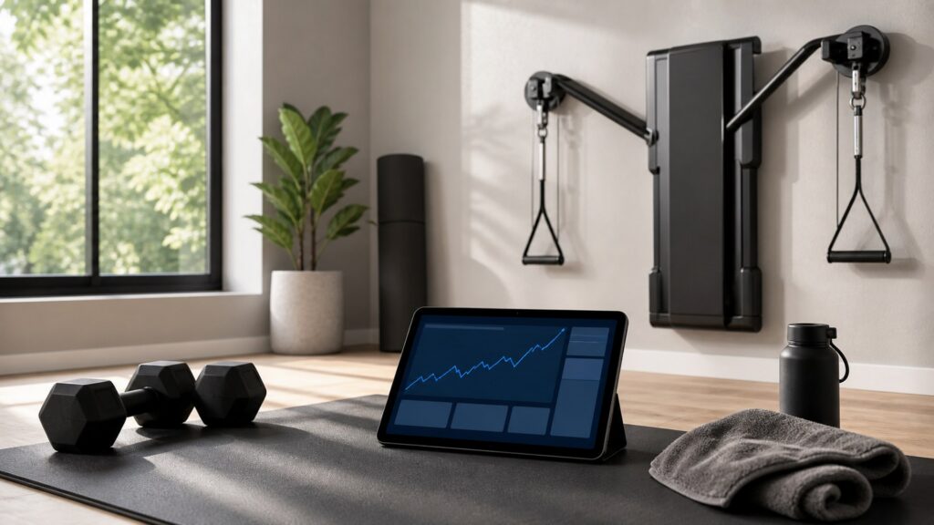 smart home gyms for progress tracking arranged in a practical buyer guide scene