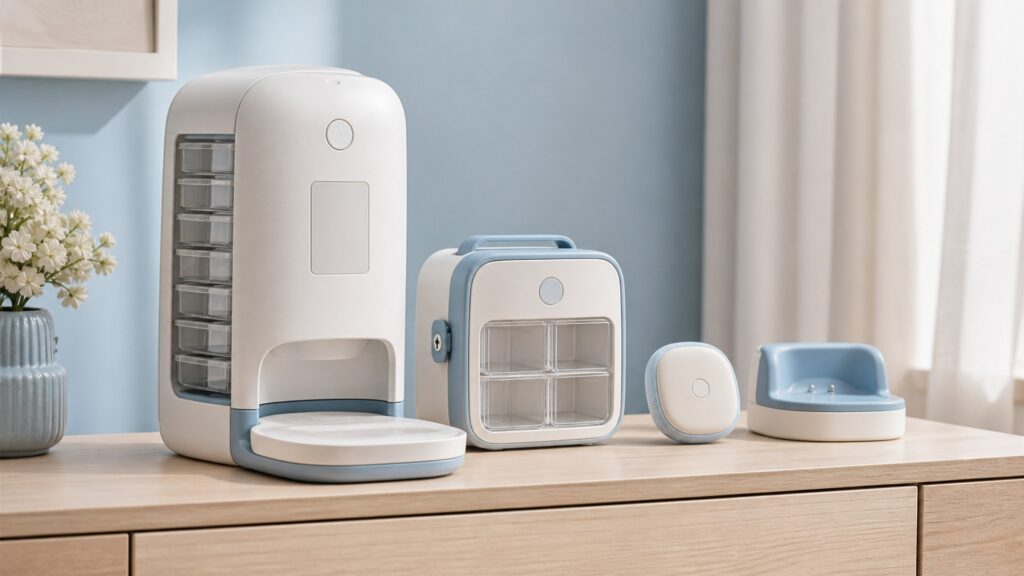 Unbranded smart pill dispensers products arranged for a careful buying comparison