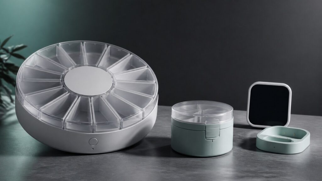 Unbranded smart pill dispensers products arranged for a careful buying comparison