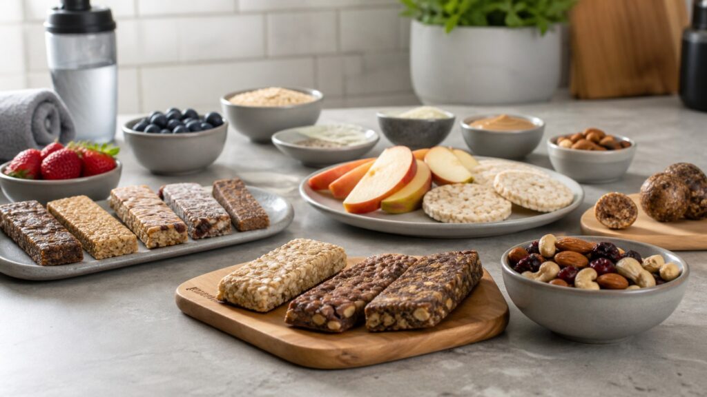 Unbranded sports nutrition foods products arranged for a careful buying comparison