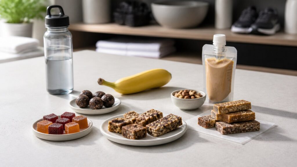 Unbranded sports nutrition foods products arranged for a careful buying comparison