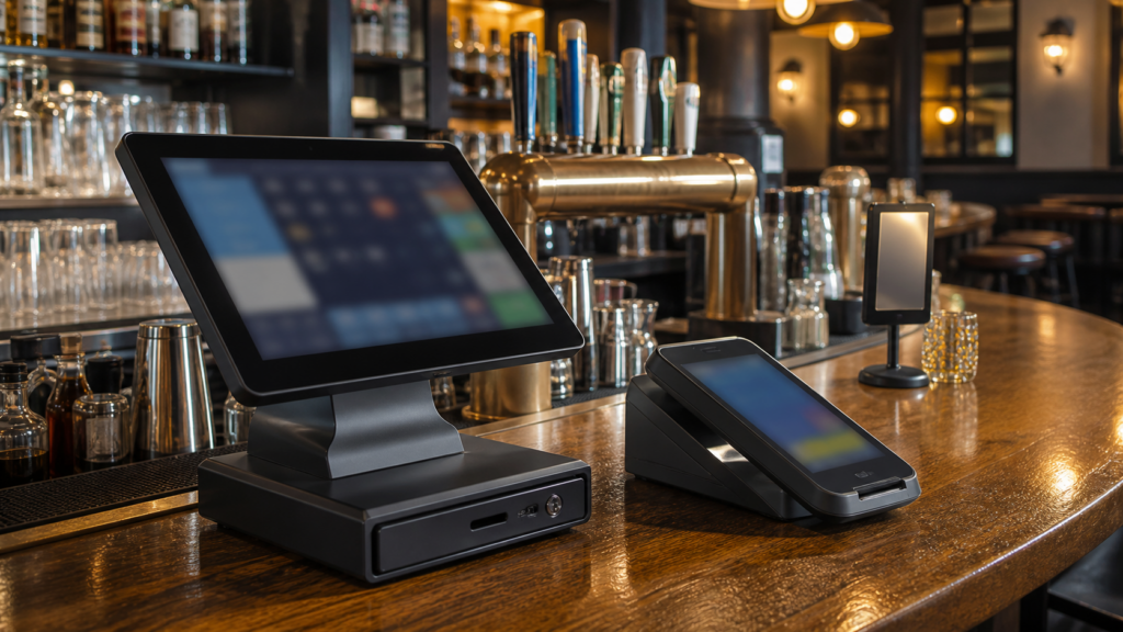 Ultra photorealistic POS hero image for SpotOn Restaurant Review: Performance, Pros, and Cons