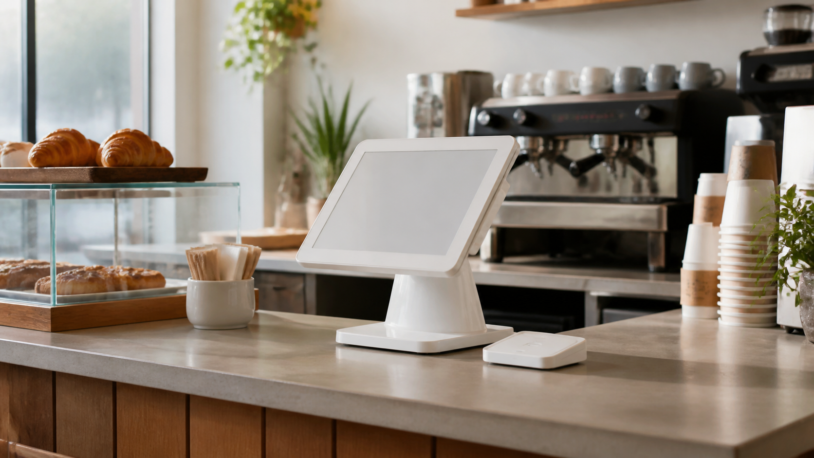 Ultra photorealistic POS hero image for Square for Restaurants Review for Cafe POS Systems