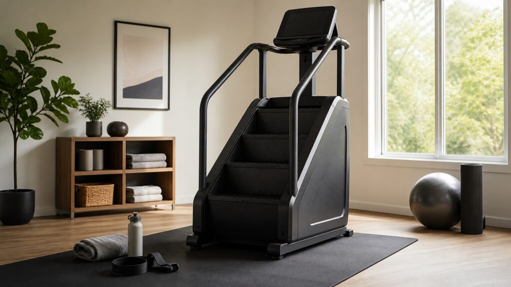 stair machines for low-impact training arranged in a practical buyer guide scene