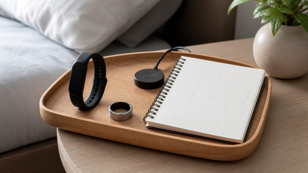 Unbranded stress tracking wearables products arranged for a careful buying comparison