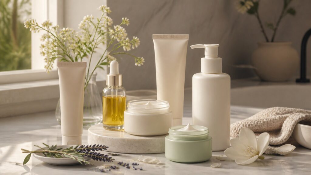 Unbranded stretch mark creams arranged for a scent and formula preferences buying guide