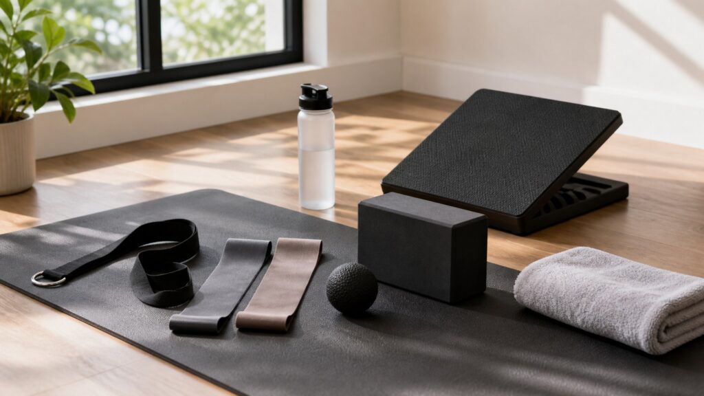 stretching tools for mobility routines arranged in a practical buyer guide scene