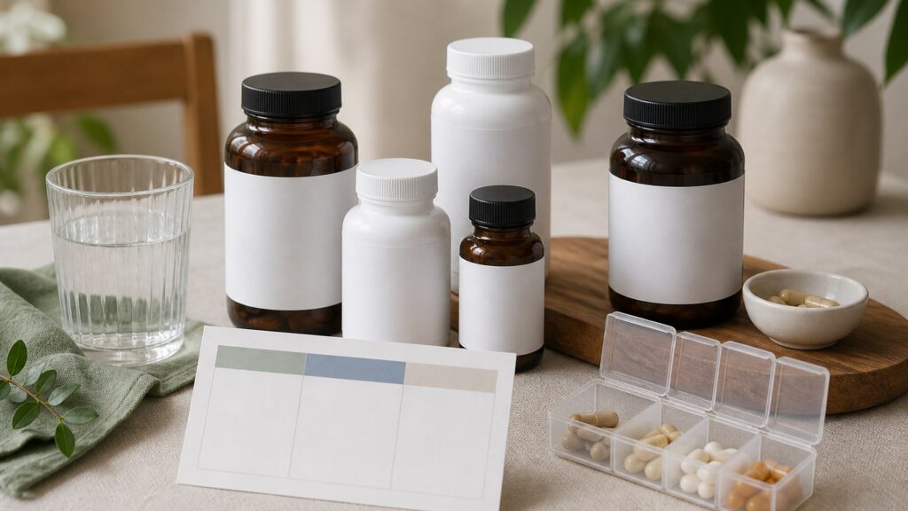 Unbranded supplements products arranged for a careful buying comparison