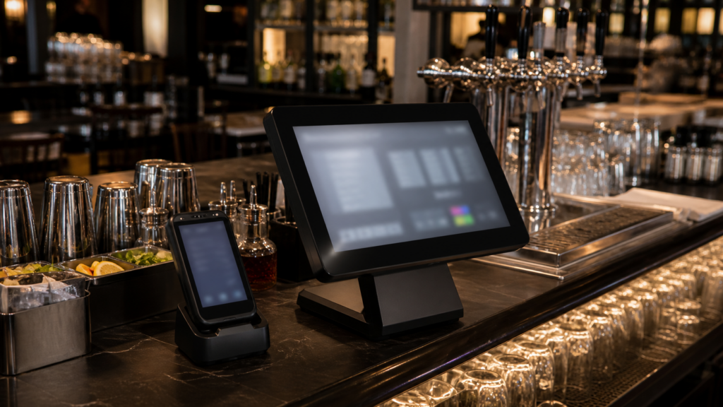 Ultra photorealistic POS hero image for Toast POS Review for Bar POS Systems