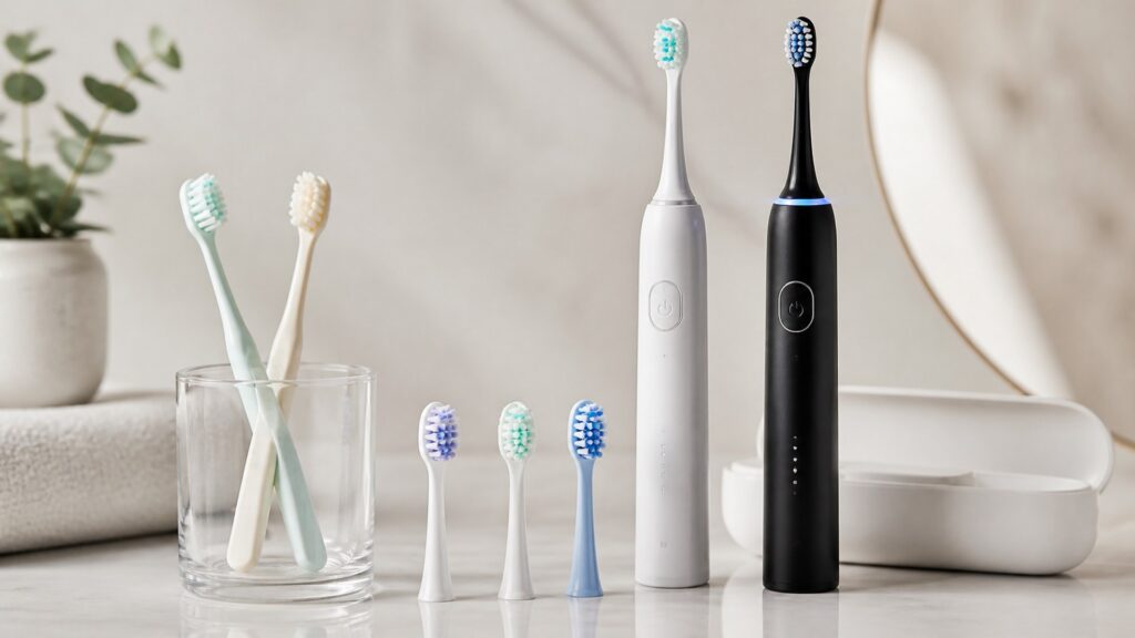 Unbranded editorial arrangement illustrating Toothbrushes Buying Guide: How to Choose the Right One