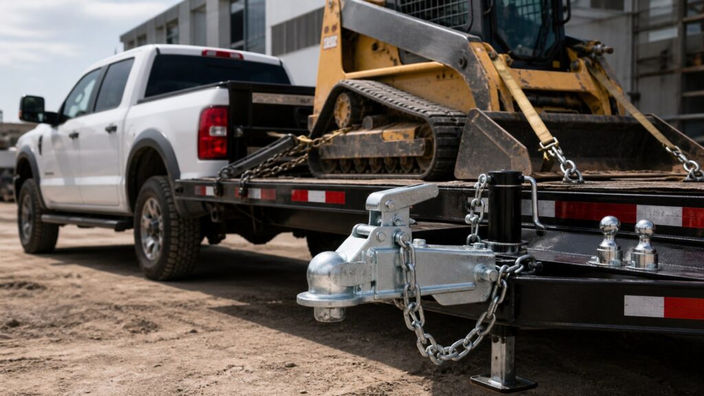 trailer couplers shopping setup for work truck hauling needs with practical vehicle-focused details