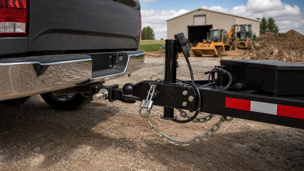 trailer hitch locks shopping setup for farm and jobsite use with practical vehicle-focused details