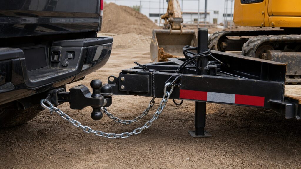trailer safety chains shopping setup for work truck hauling needs with practical vehicle-focused details