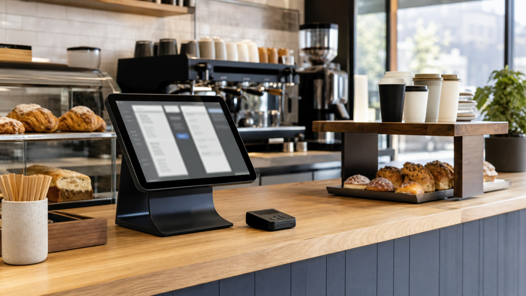 Ultra photorealistic POS hero image for Upserve by Lightspeed Review: Performance, Pros, and Cons
