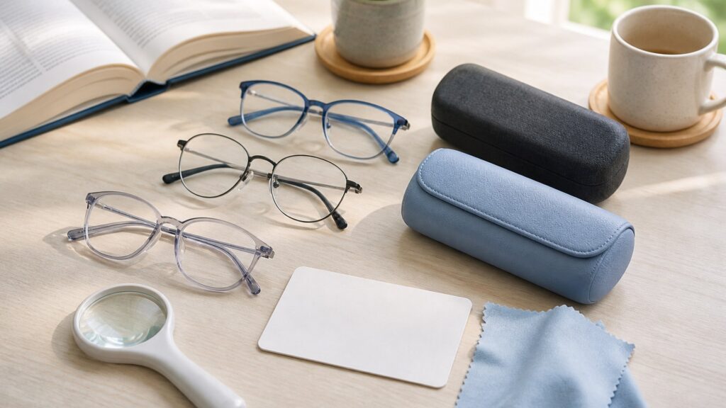 Unbranded vision care products arranged for a careful buying comparison