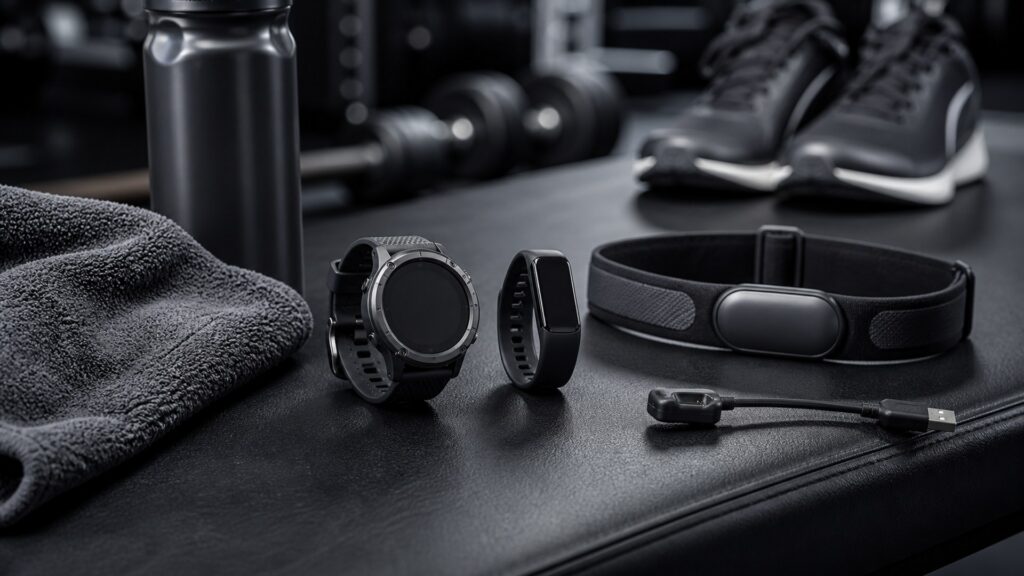wearable fitness trackers for athletes arranged in a practical buyer guide scene
