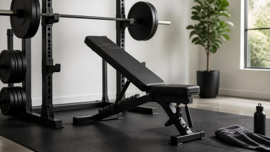 weight benches for powerlifting arranged in a practical buyer guide scene